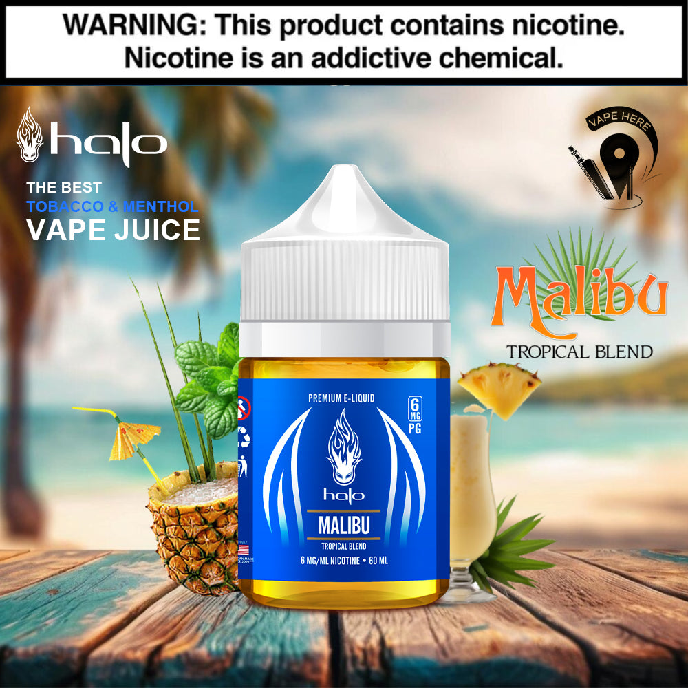Halo Malibu E-Liquid | Tropical Flavored Vape Juice & Pina Colada | Vape Here Store | Vape Here Store Halo Malibu E-Liquid | Tropical Flavored Vape Juice & Pina Colada | Vape Here Store | Vape Here Store