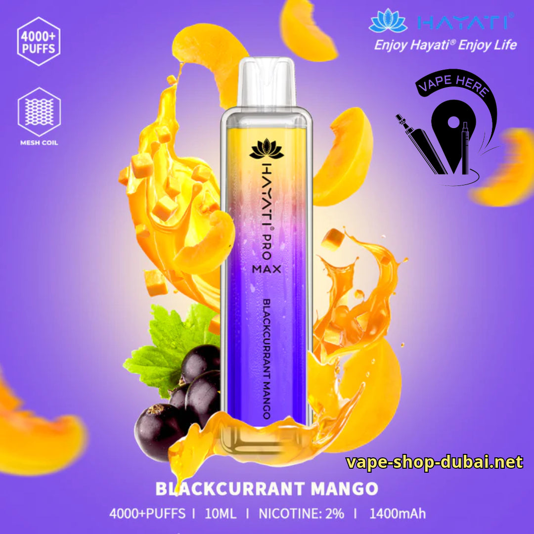 Hayati Pro Max 4000 20mg Disposable Vape Blackcurrant Mango UAE Dubai