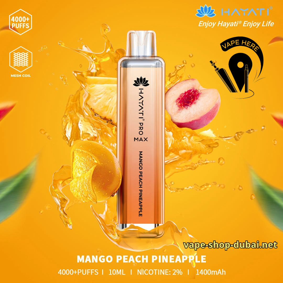 Hayati Pro Max 4000 20mg Disposable Vape Mango Peach Pineapple UAE Dubai