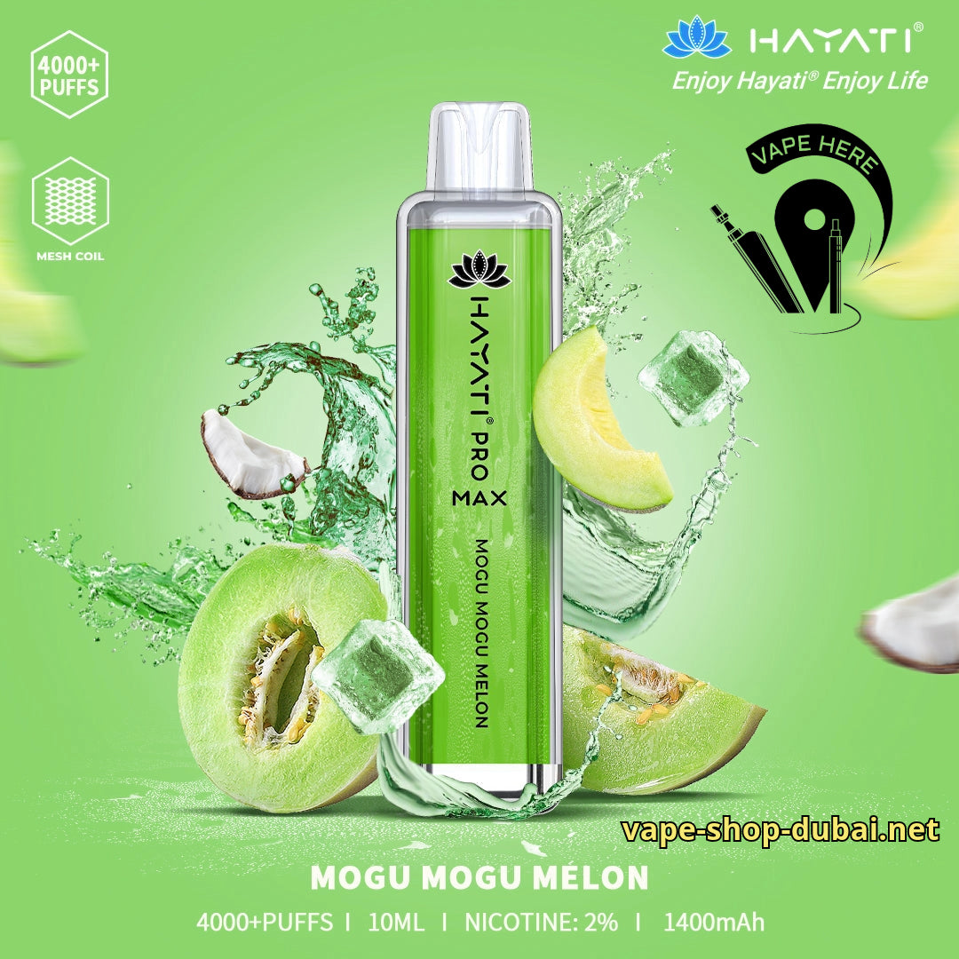 Hayati Pro Max 4000 20mg Disposable Vape Mogu Mogu Melon UAE Fujairah