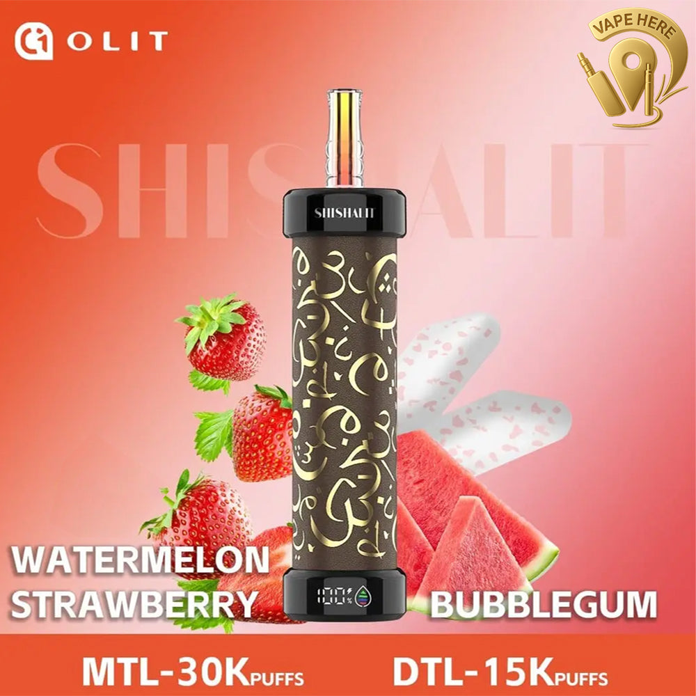 Hookalit Q Olit 30K Puffs Shisha Disposable Vape Watermelon Strawberry Bubblegum UAE Al Ain 
