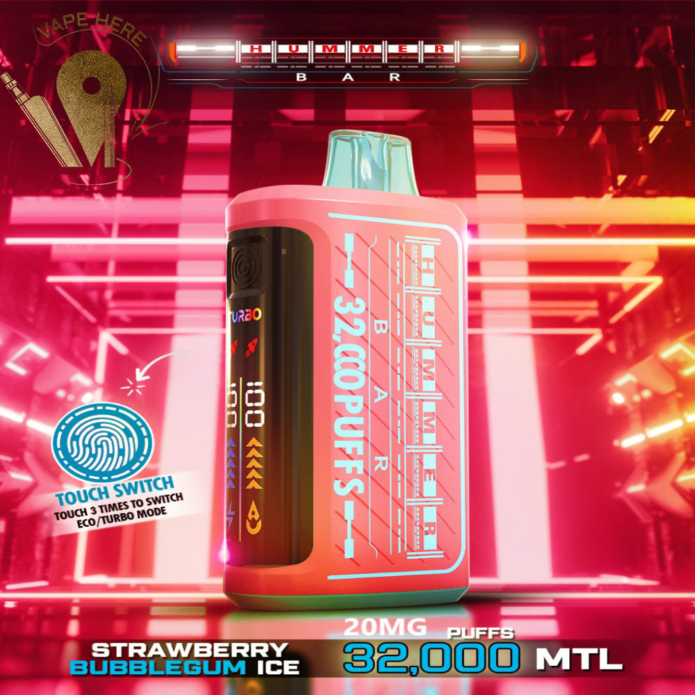 Hummer Bar 32000 Puffs Disposable Vape Touch Switch Strawberry Bubblegum  Ice UAE Abu Dhabi
