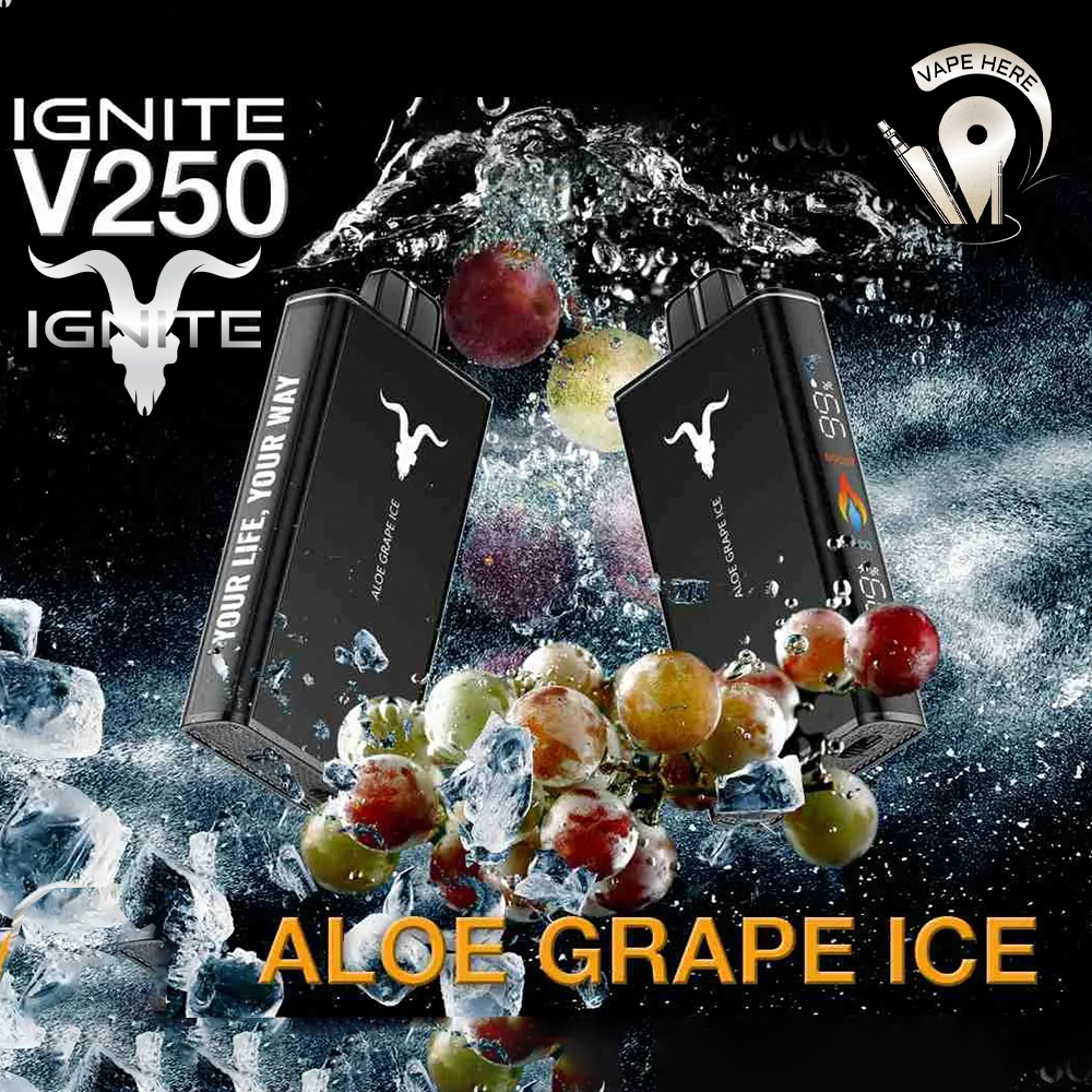 IGNITE V250 Disposable Vape 25K PUFFS Aloe Grape Ice UAE Ajman