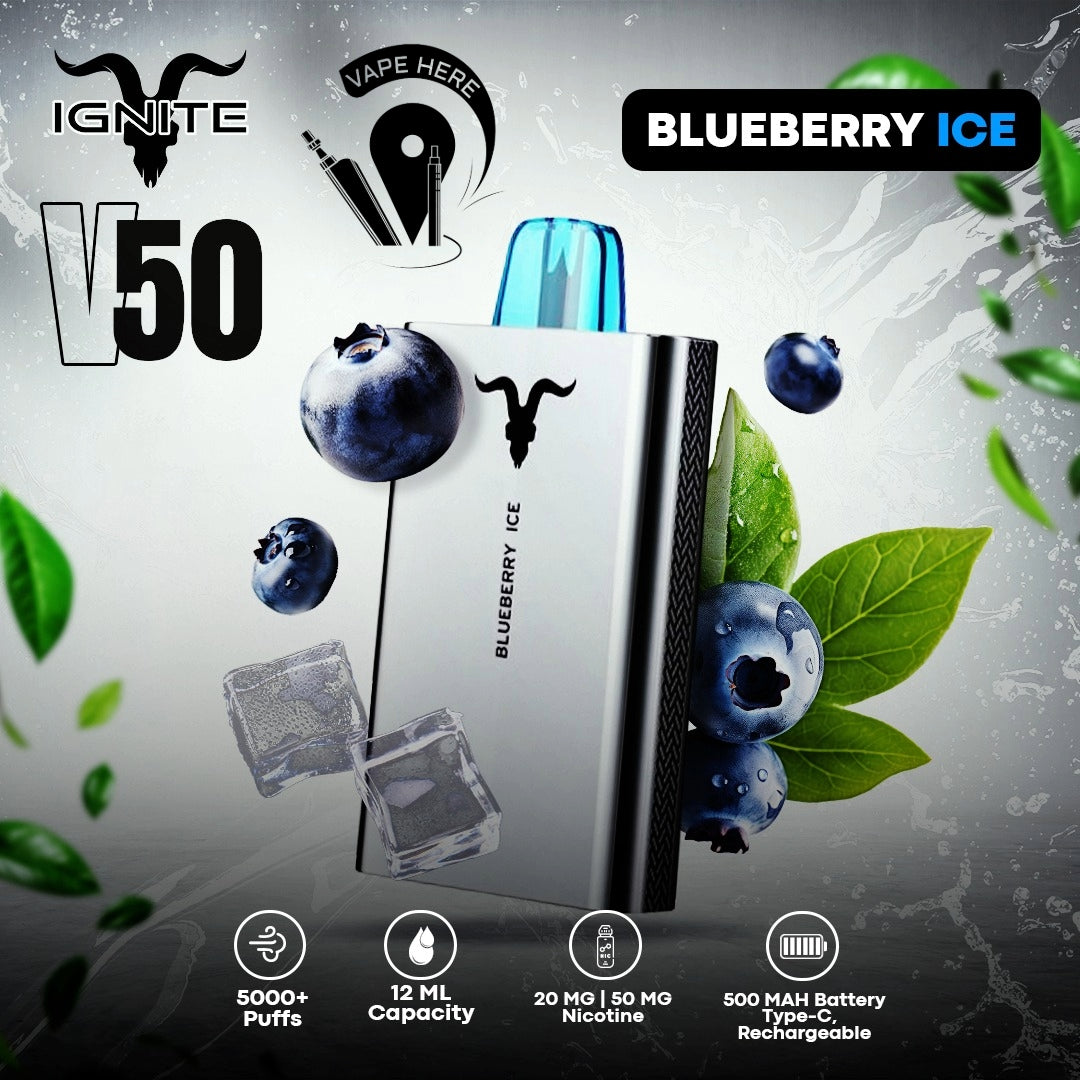 IGNITE V50 5000 PUFFS 20/50 MG Blueberry Ice Umm Al Quwain