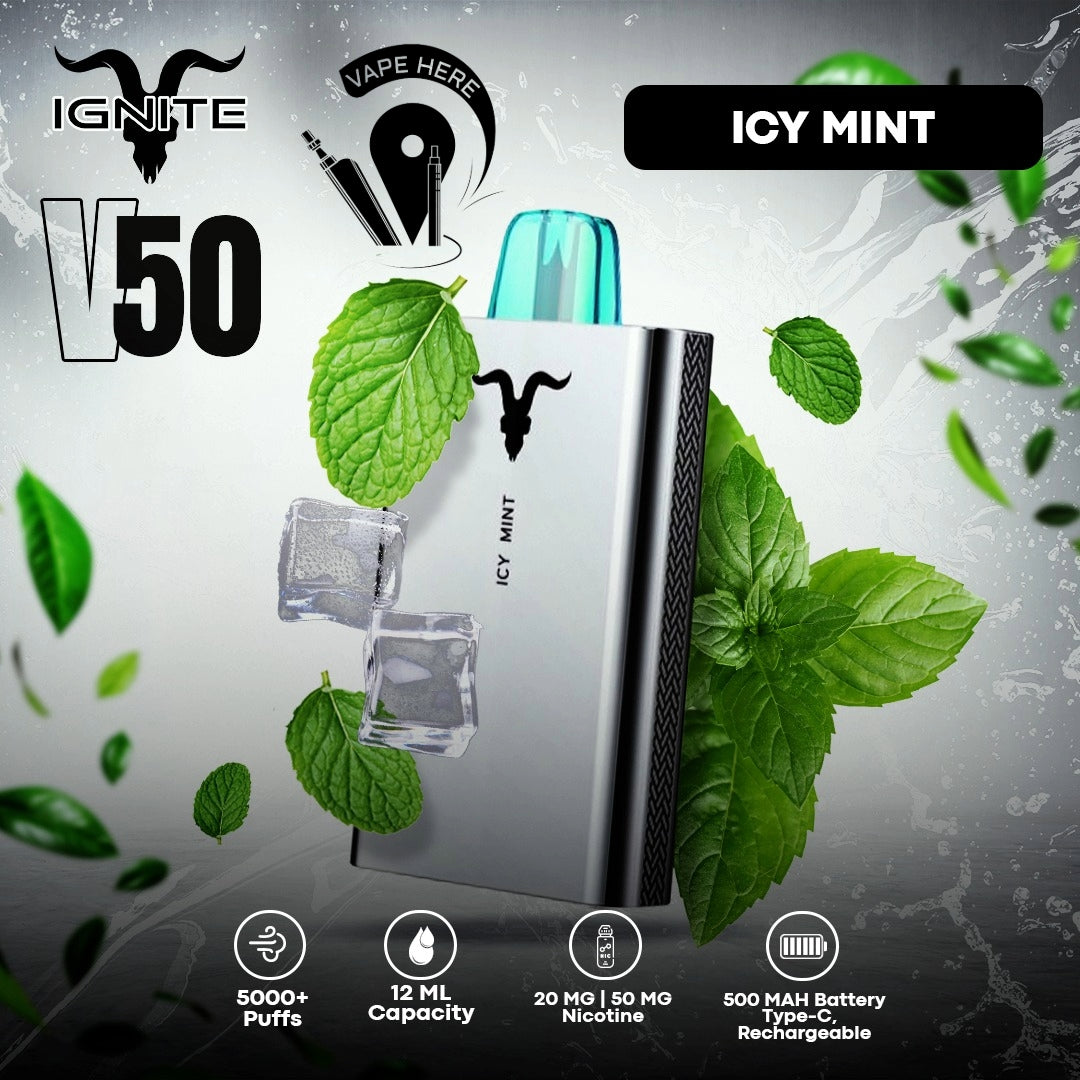 IGNITE V50 5000 PUFFS 20/50 MG ICE Mint Dubai