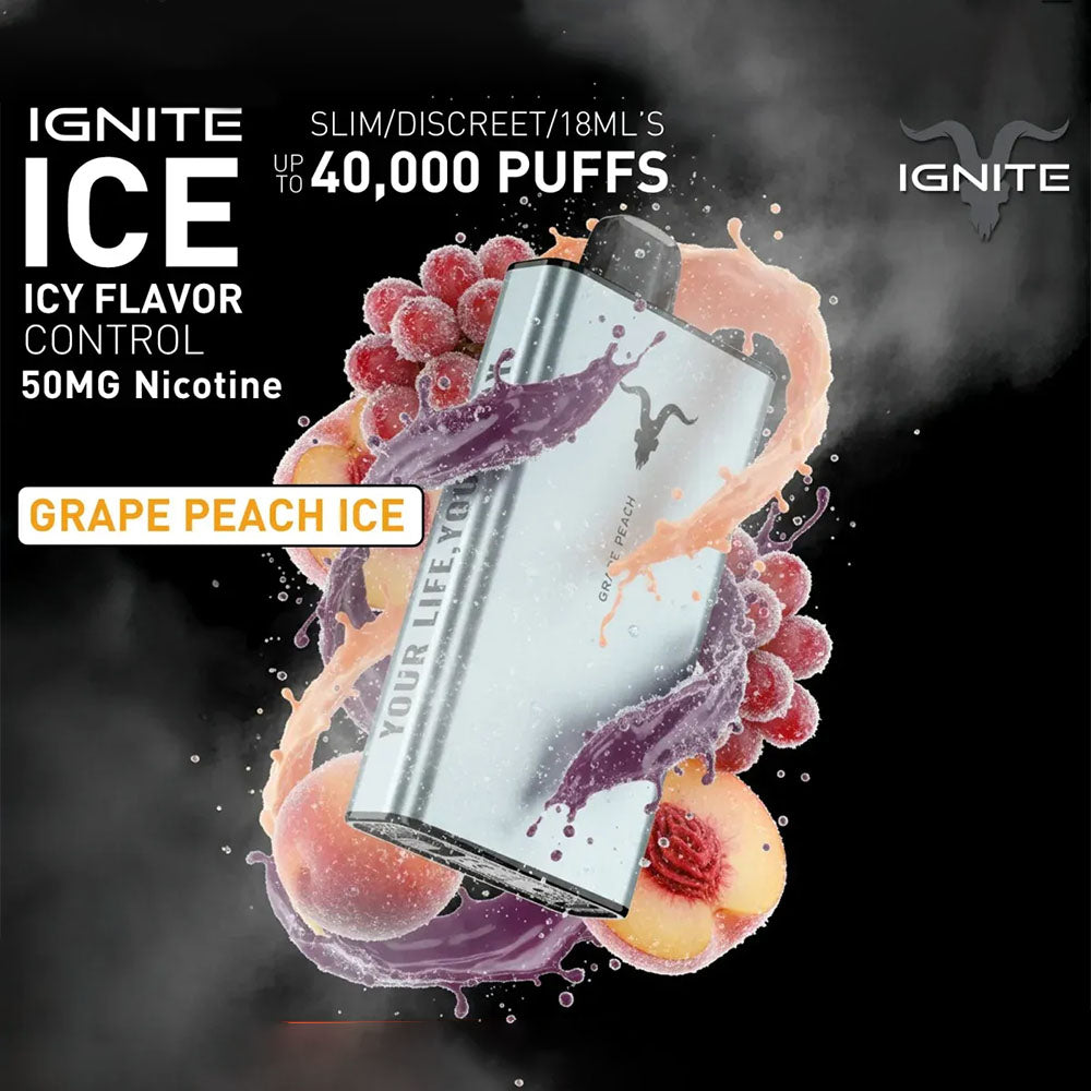 IGNITE ICE Disposable 40K Puffs Grape Peach Ice UAE Al Ain