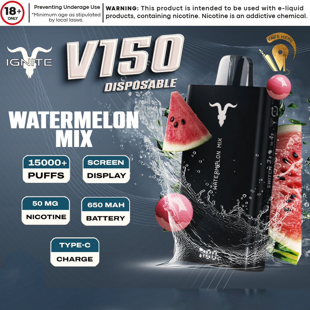 IGNITE V150 Disposable Vape 15000 PUFFS (20&50mg) Watermelon Mix