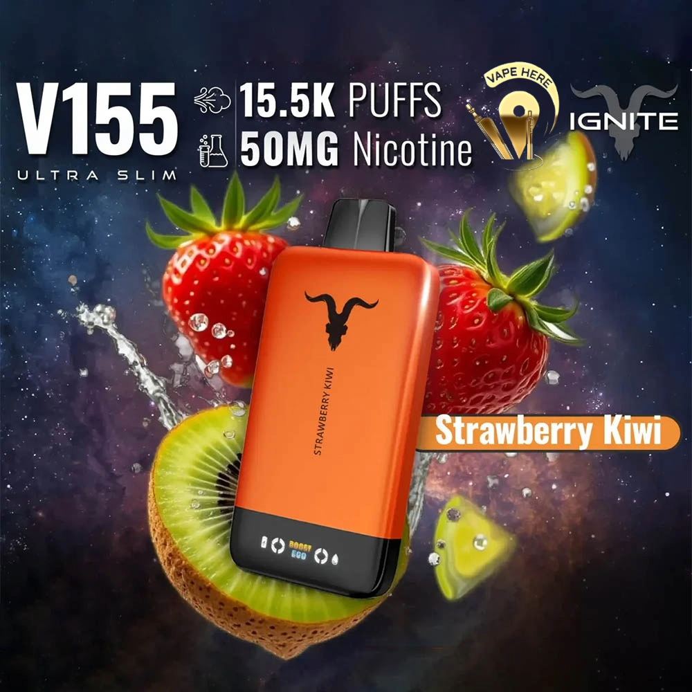 IGNITE V155 Disposable Vape 15500 PUFFS Strawberry Kiwi UAE Ras Al Khaimah