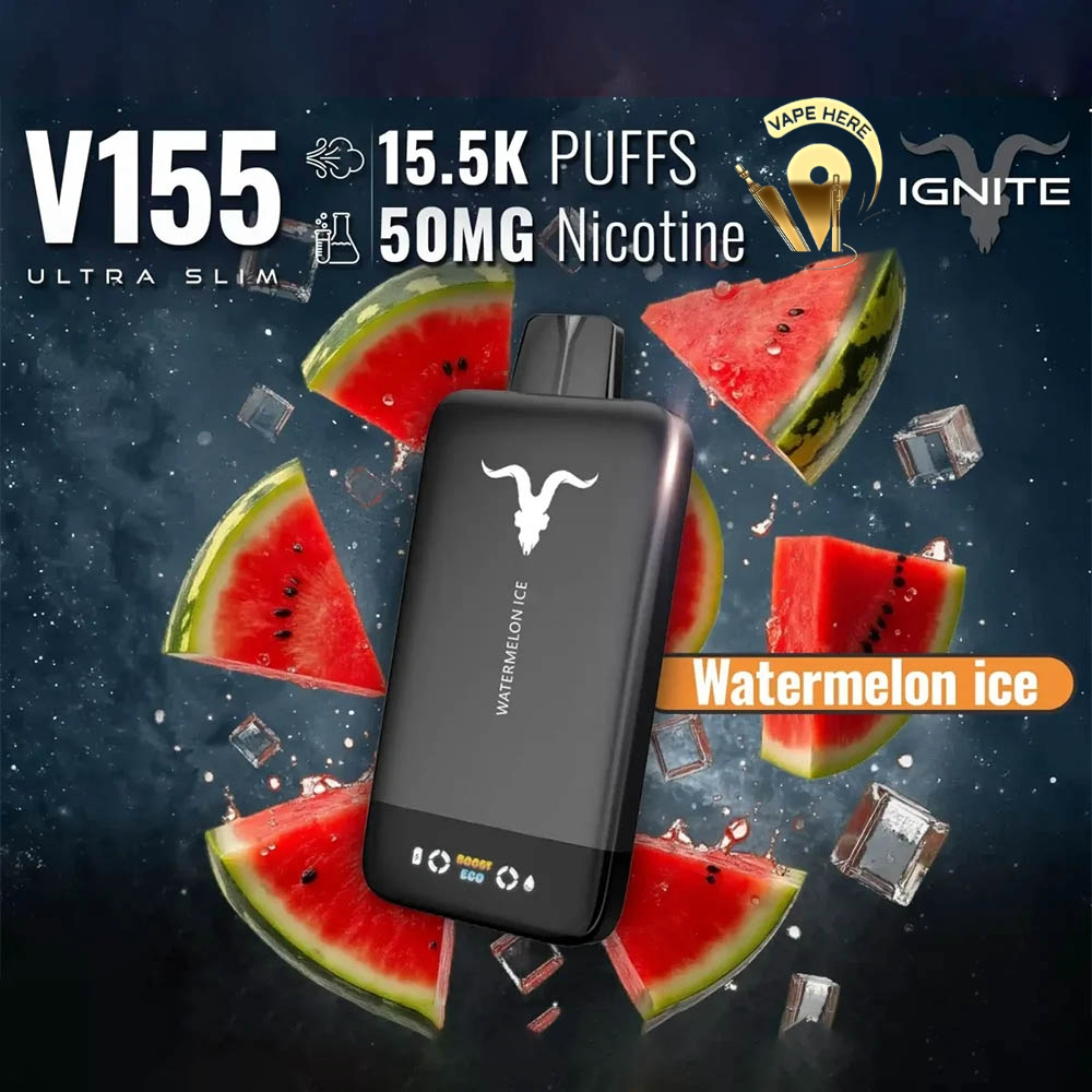 IGNITE V155 Disposable Vape 15500 PUFFS Watermelon Ice UAE Ras Al Khaimah