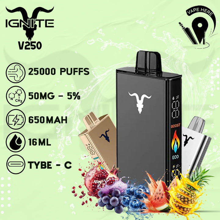 IGNITE V250 Disposable Vape 25K PUFFS Now Available in Dubai, UAE | Vape Here Store IGNITE V250 Disposable Vape 25K PUFFS Now Available in Dubai, UAE | Vape Here Store