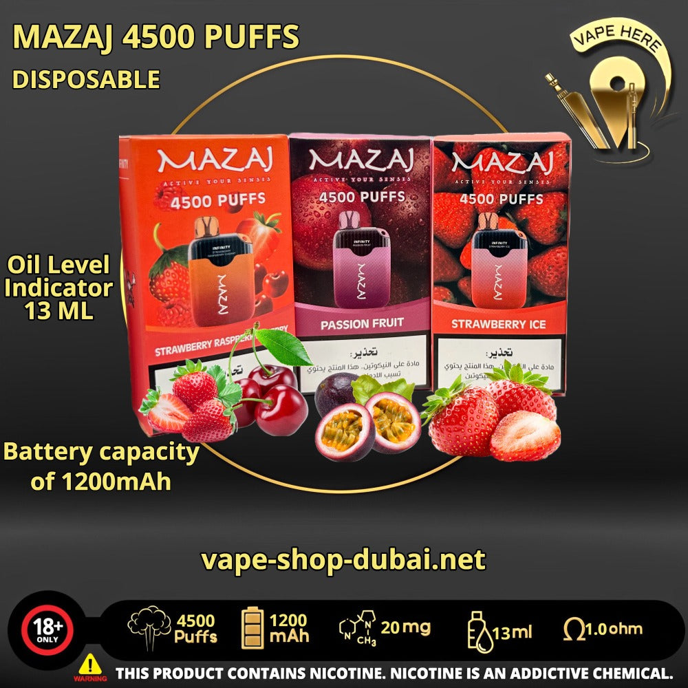 MAZAJ INFINITY 4500 PUFFS DISPOSABLE VAPE - Vape Here Store