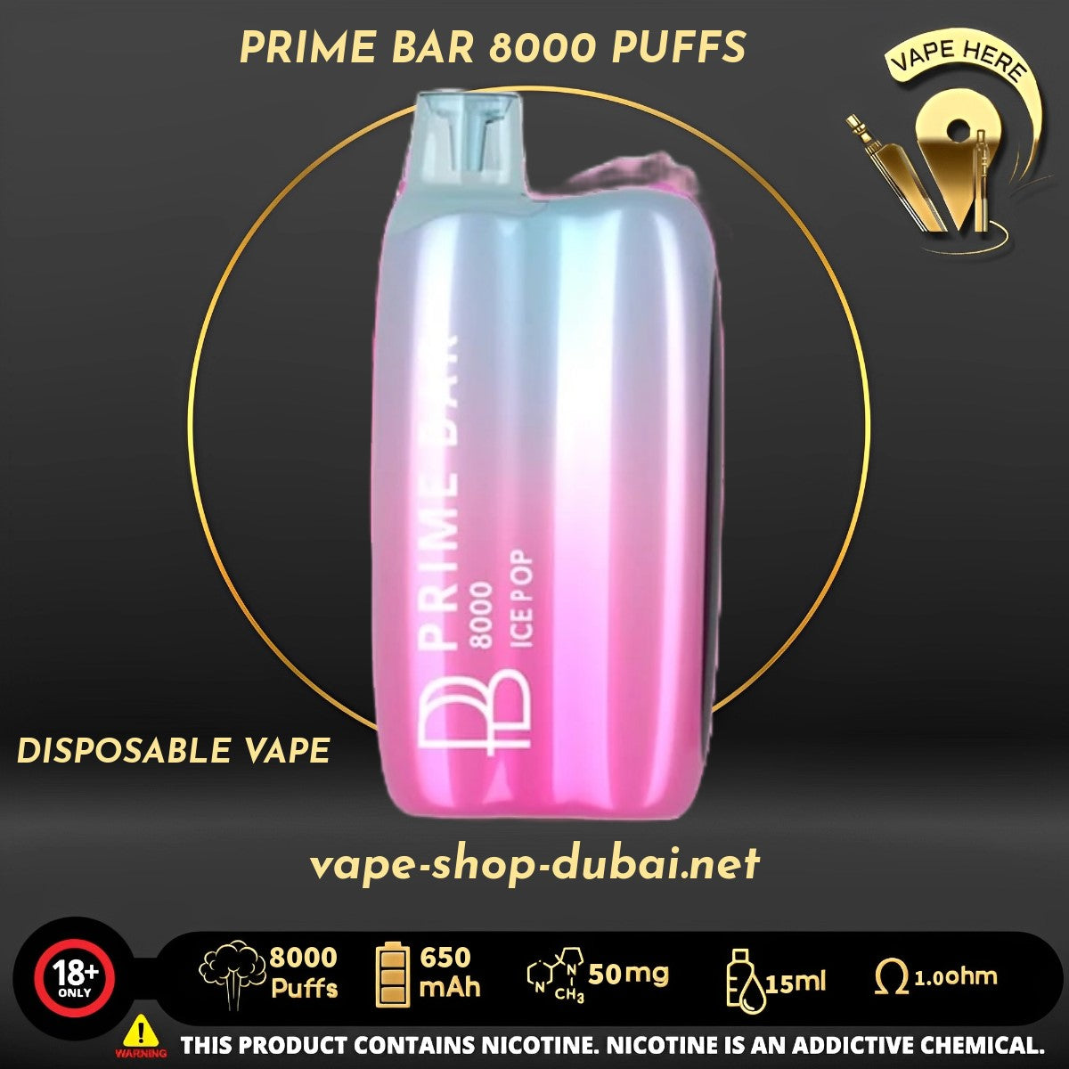 PRIME BAR 8000 PUFFS 50MG DISPOSABLE VAPE - Vape Here Store