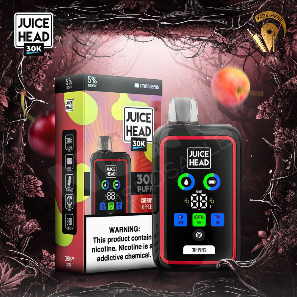 JUICE HEAD 30000 PUFFS DISPOSABLE VAPE 20mg with Screen Display Cherry Apple Ice UAE Al Ain
