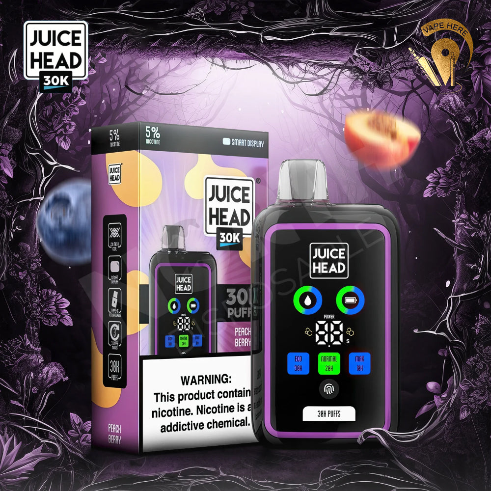 JUICE HEAD 30000 PUFFS DISPOSABLE VAPE 20mg with Screen Display Peach Berry UAE Ajman