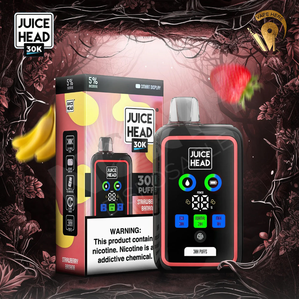 JUICE HEAD 30000 PUFFS DISPOSABLE VAPE 20mg with Screen Display Strawberry Banana UAE Ras Al Khaimah