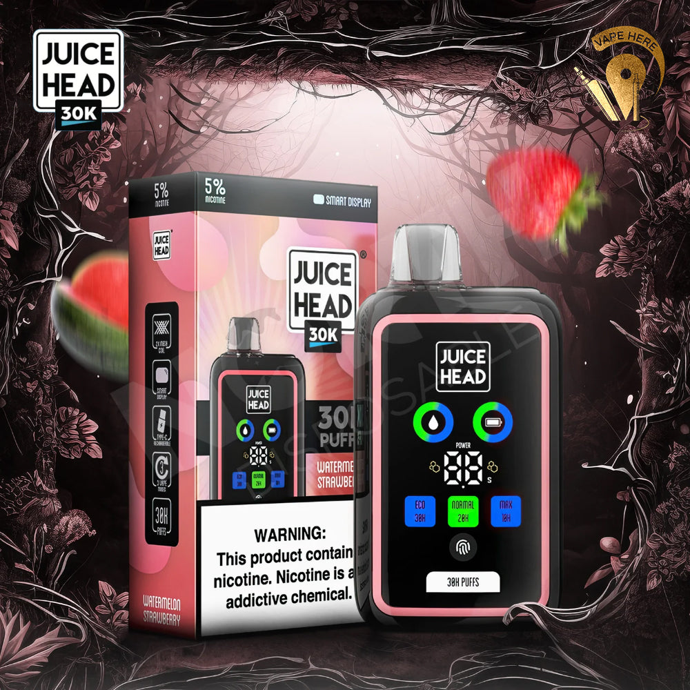 JUICE HEAD 30000 PUFFS DISPOSABLE VAPE 20mg with Screen Display Watermelon Strawberry UAE Dubai