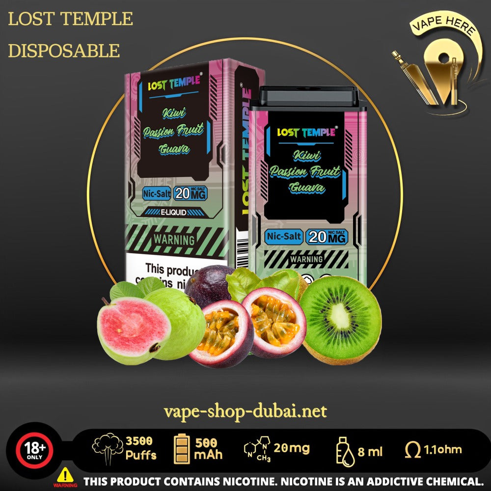 LOST TEMPLE 3500 PUFFS Kiwi Passion Fruit Guava DISPOSABLE VAPE UAE Sharjah