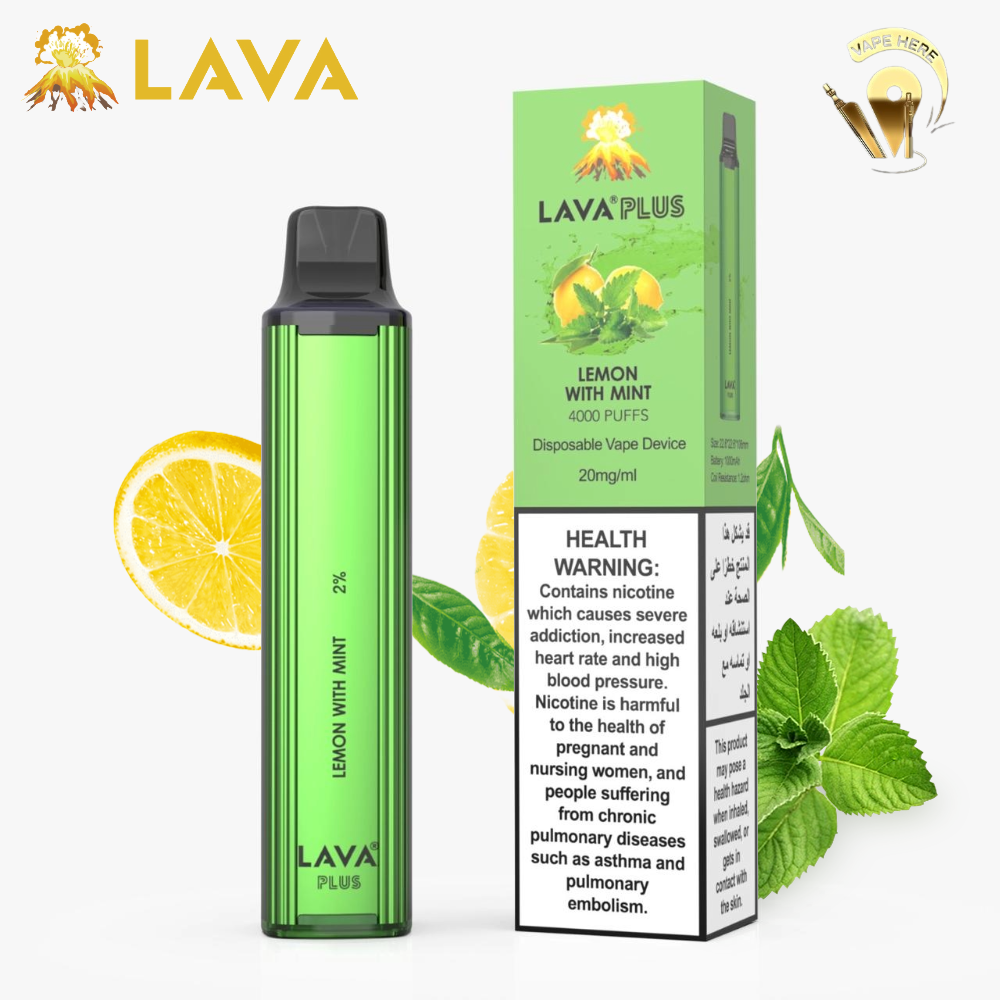 LAVA PLUS 4000 PUFFS DISPOSABLE VAPE 20mg Lemon Mint UAE Abu Dhabi