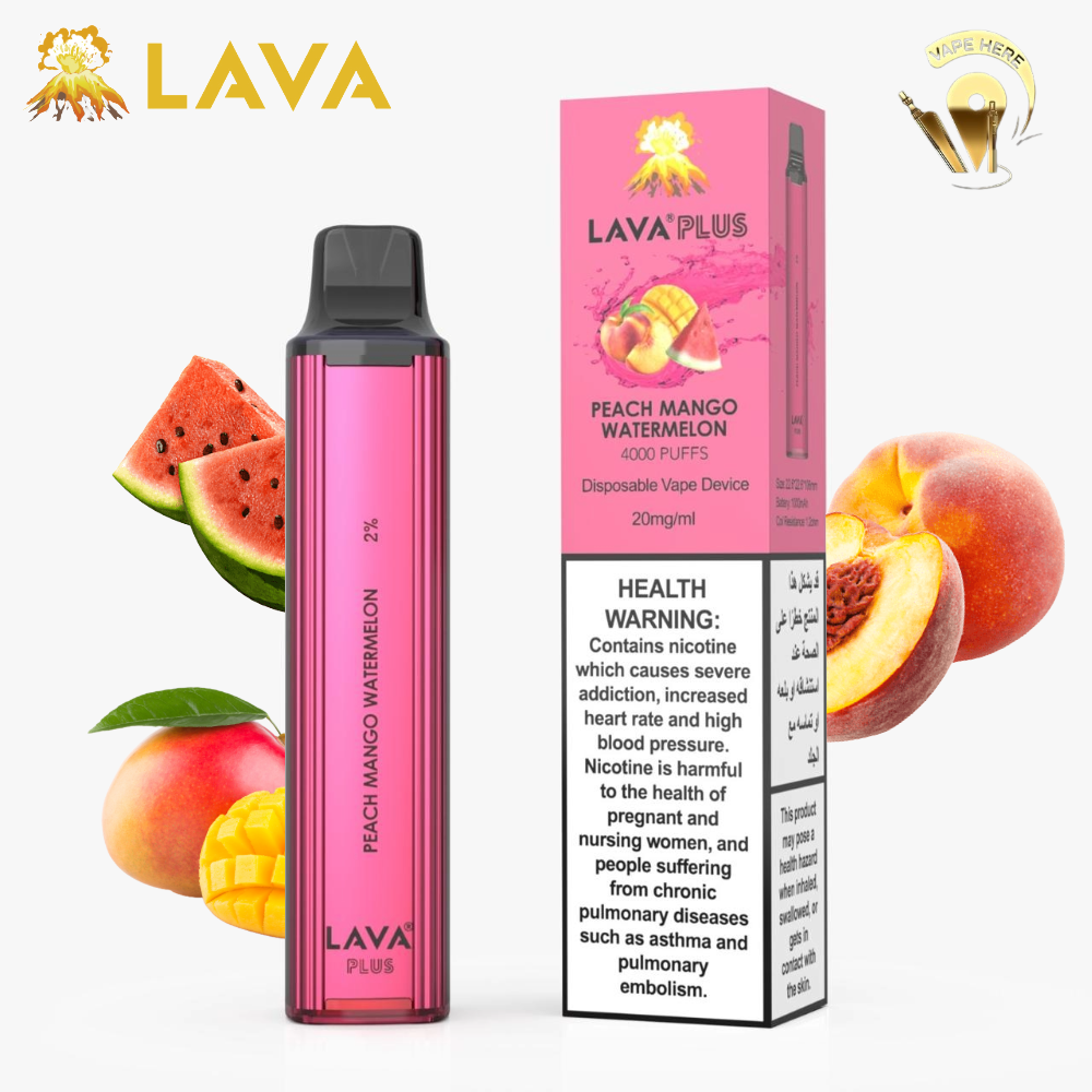 LAVA PLUS 4000 PUFFS DISPOSABLE VAPE 20mg Peach Mango Watermelon UAE Al Ain