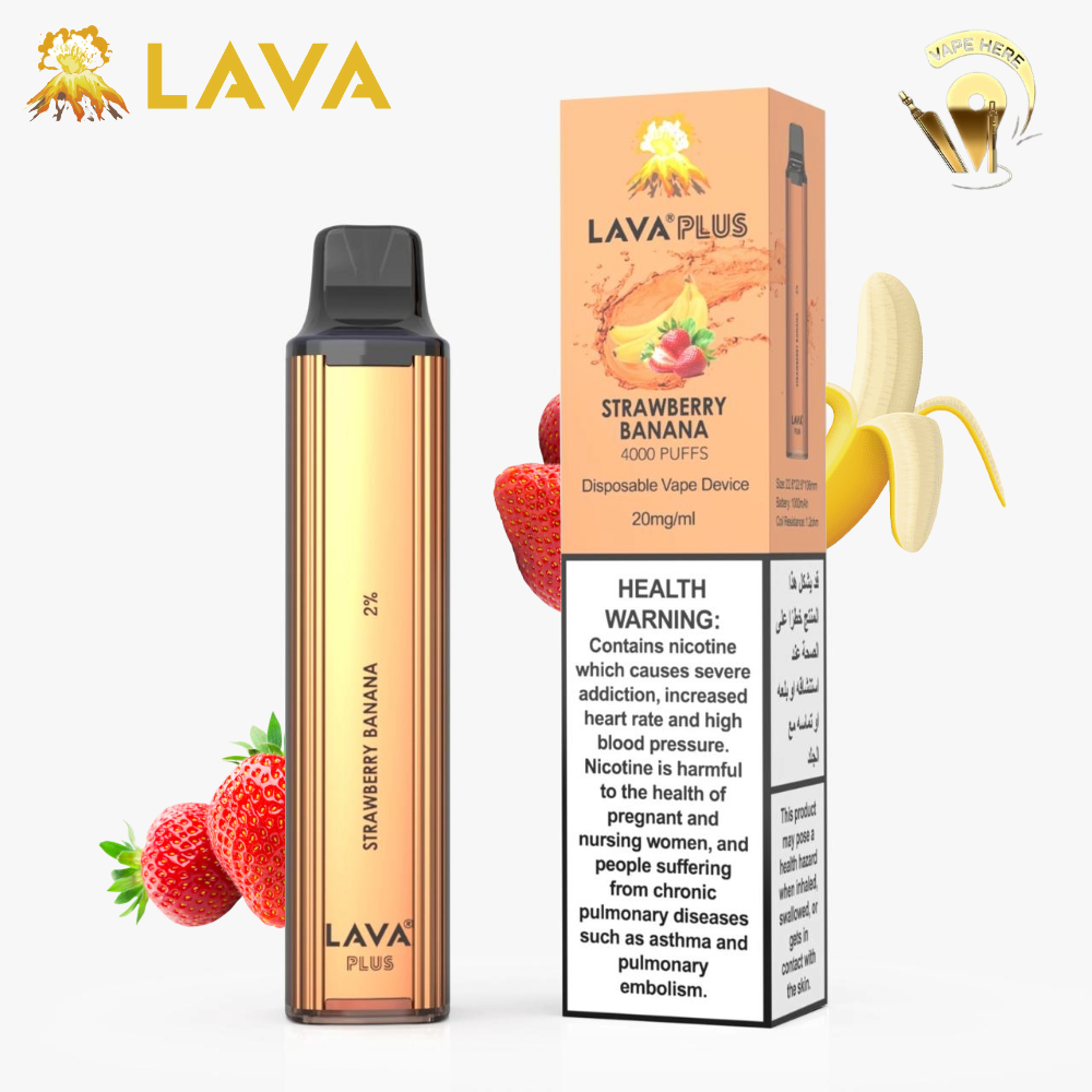 LAVA PLUS 4000 PUFFS DISPOSABLE VAPE 20mg Strawberry Banana UAE Ras Al Khaimah