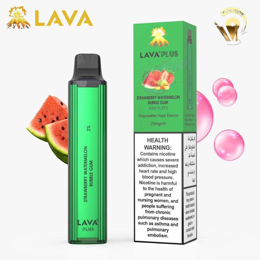 LAVA PLUS 4000 PUFFS DISPOSABLE VAPE 20mg Strawberry Watermelon Bubblegum UAE Umm Al Quwain