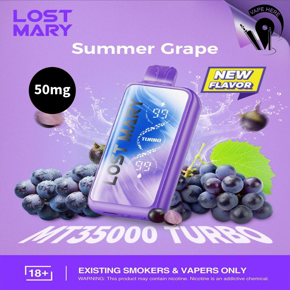 LOST MARY 35K Puffs Disposable Vape MT35000 TURBO 20mg & 50mg Summer Grape 50mg UAE Abu Dhabi 