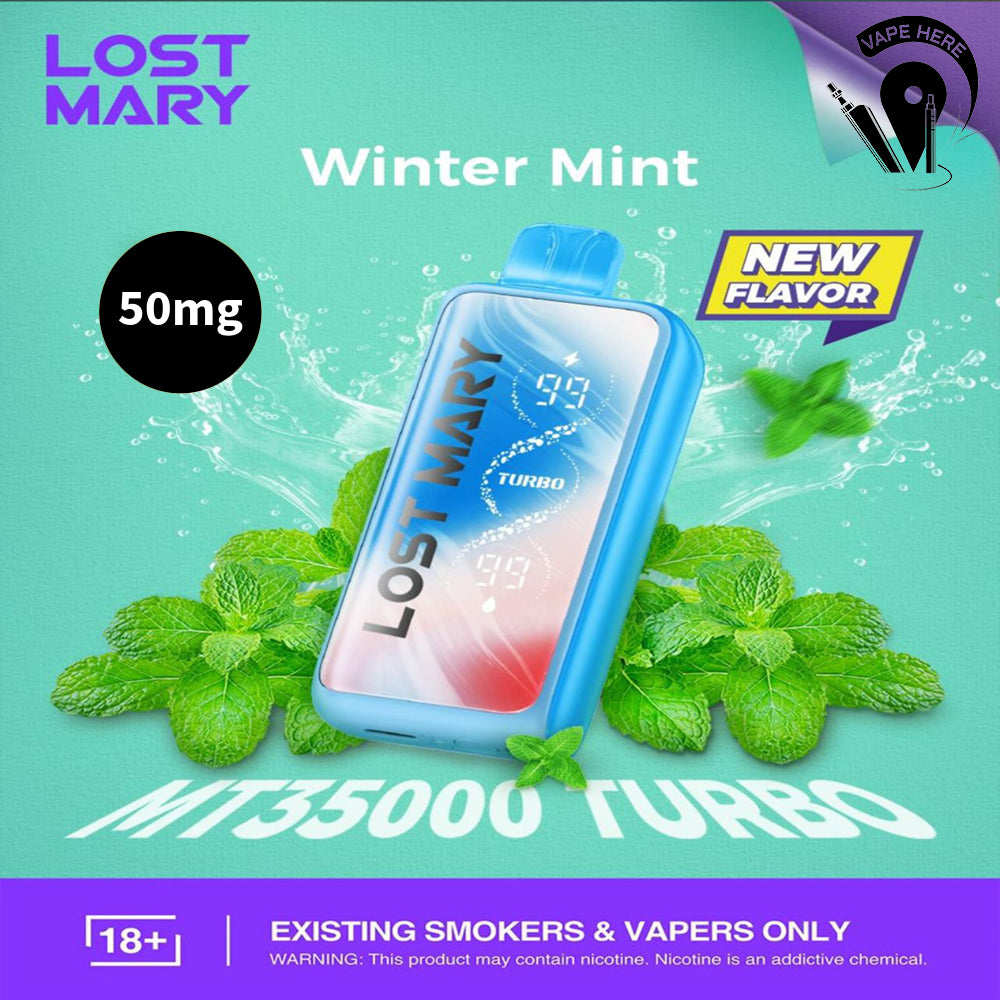 LOST MARY 35K Puffs Disposable Vape MT35000 TURBO 20mg & 50mg Winter Mint 50mg UAE Al Ain