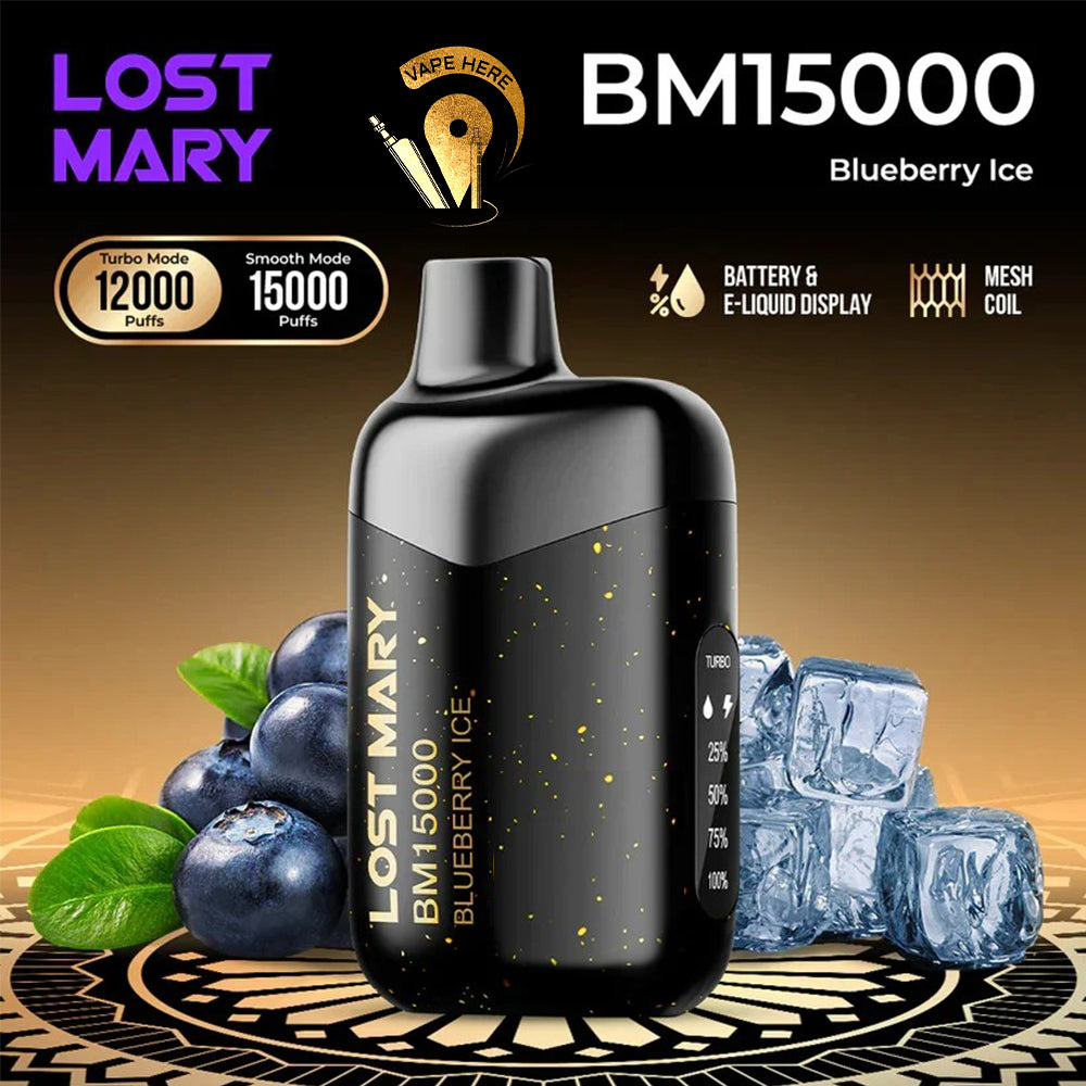LOST MARY 15K Puffs Disposable Vape BM15000 TURBO 50mg Blueberry Ice UAE Al Ain