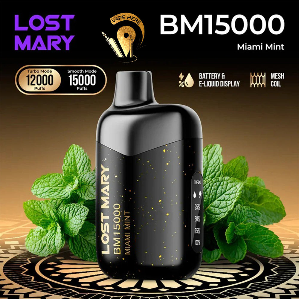 LOST MARY 15K Puffs Disposable Vape BM15000 TURBO 50mg Miami Mint UAE Ras Al Khaimah