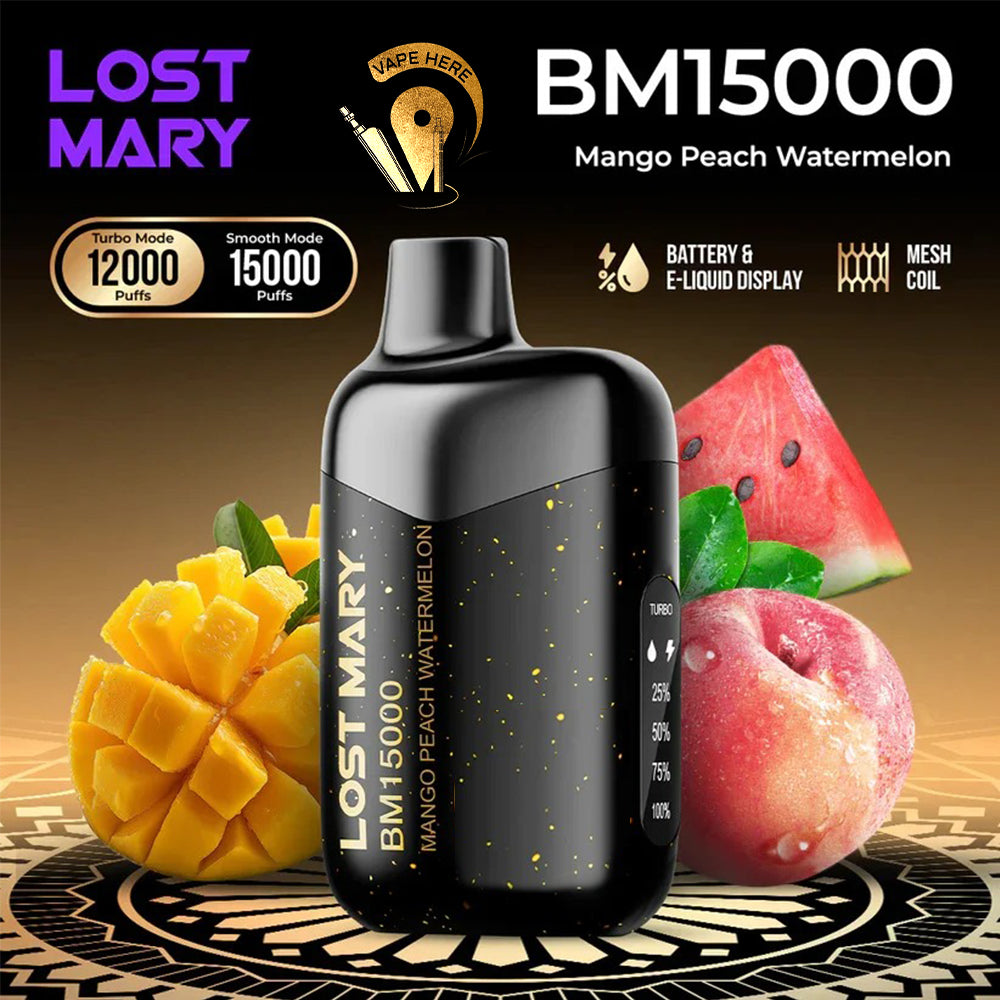 LOST MARY 15K Puffs Disposable Vape BM15000 TURBO 50mg Mango Peach Watermelon UAE Fujairah