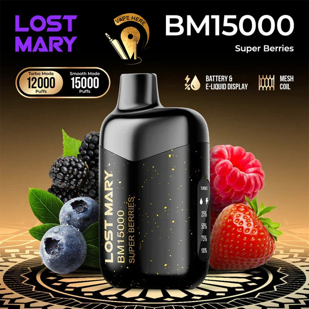 LOST MARY 15K Puffs Disposable Vape BM15000 TURBO 50mg Super Berries UAE Sharjah