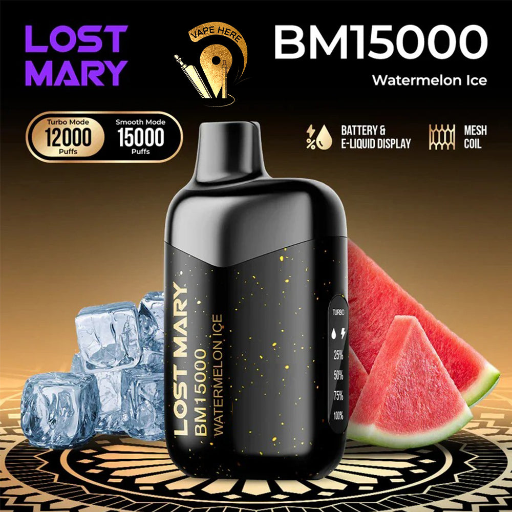 LOST MARY 15K Puffs Disposable Vape BM15000 TURBO 50mg Watermelon Ice UAE Abu Dhabi