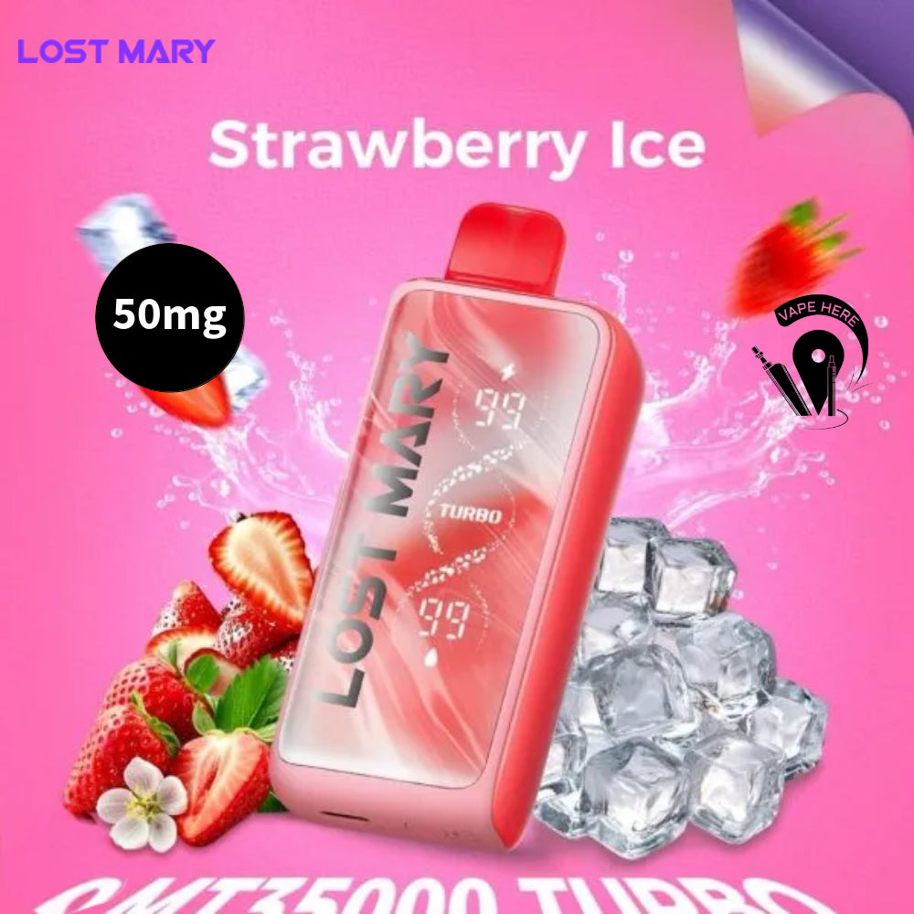 LOST MARY 35K Puffs Disposable Vape MT35000 TURBO 50mg Strawberry Ice UAE Al Ain 