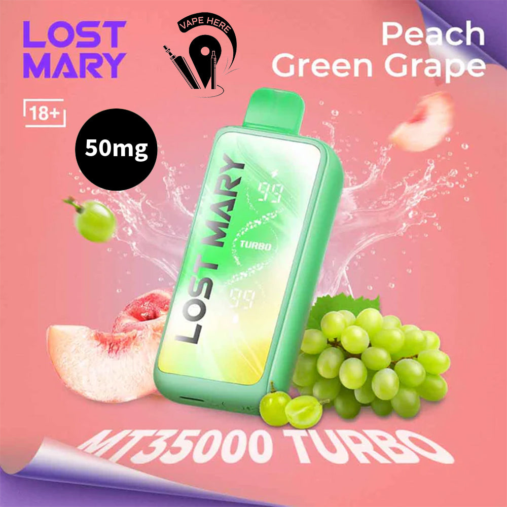 LOST MARY 35K Puffs Disposable Vape MT35000 TURBO Peach Green Grape 50mg UAE Abu Dhabi 