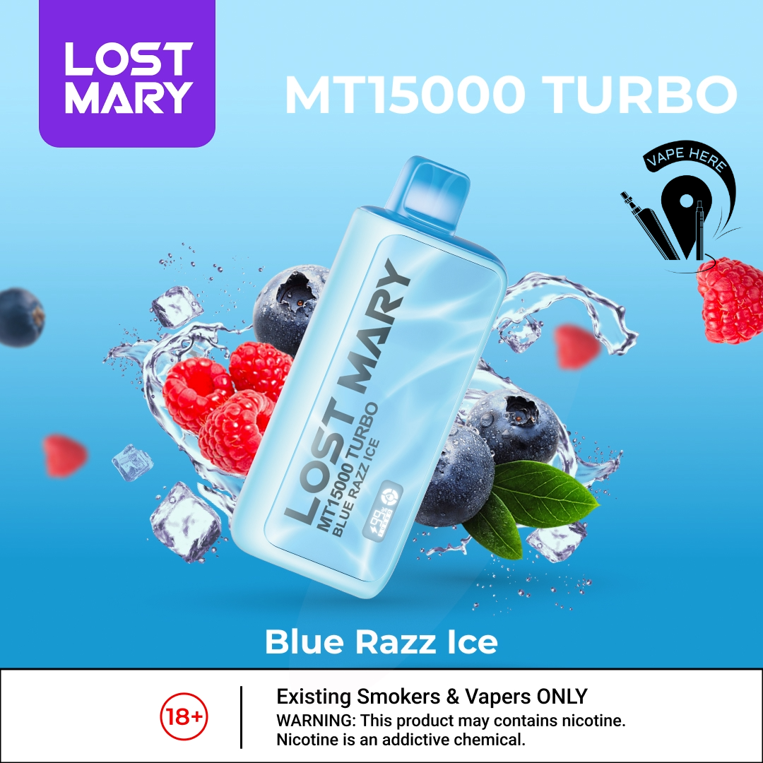 LOST MARY MT15000 TURBO 50mg 15000 Puffs Disposable Vape Blue Razz Ice UAE Fujairah