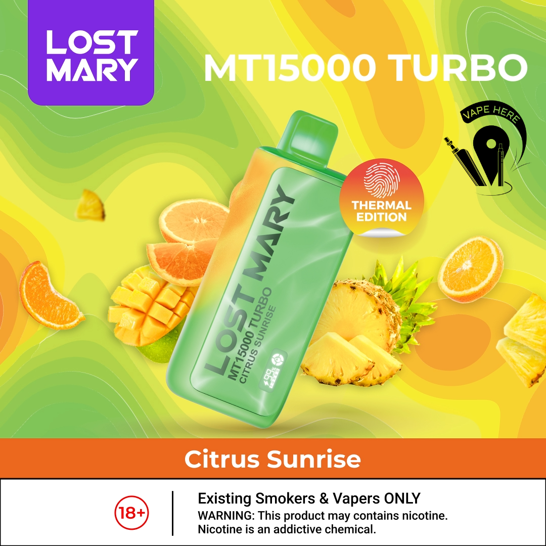 LOST MARY MT15000 TURBO 50mg 15000 Puffs Disposable Vape Citrus Sunrise UAE Umm Al Quwain