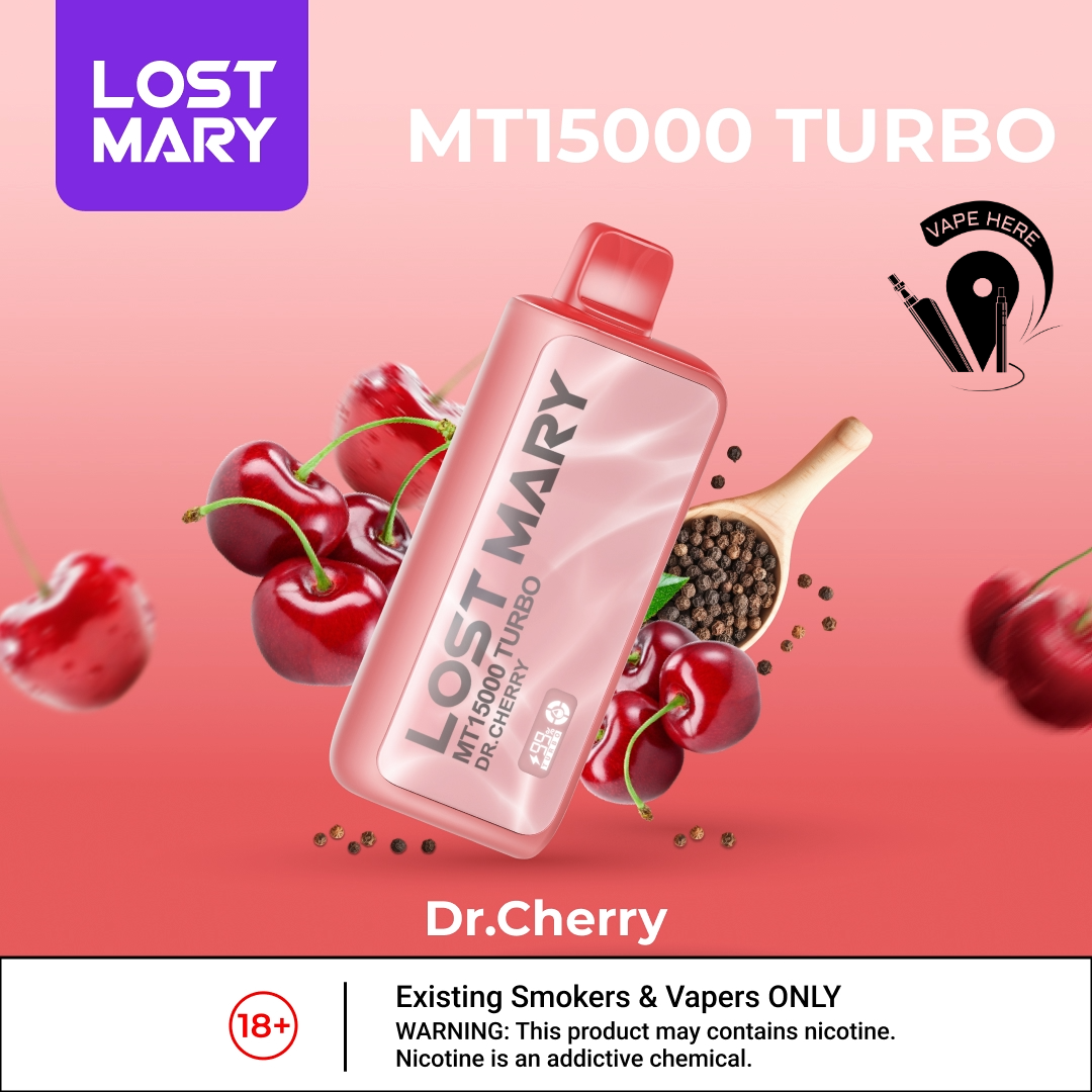 LOST MARY MT15000 TURBO 50mg 15000 Puffs Disposable Vape Dr.Cherry UAE Abu Dhabi