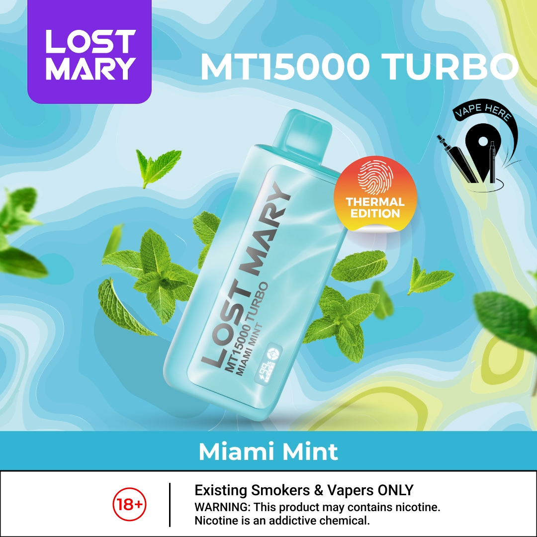LOST MARY MT15000 TURBO 50mg 15000 Puffs Disposable Vape Miami Mint UAE Al Ain