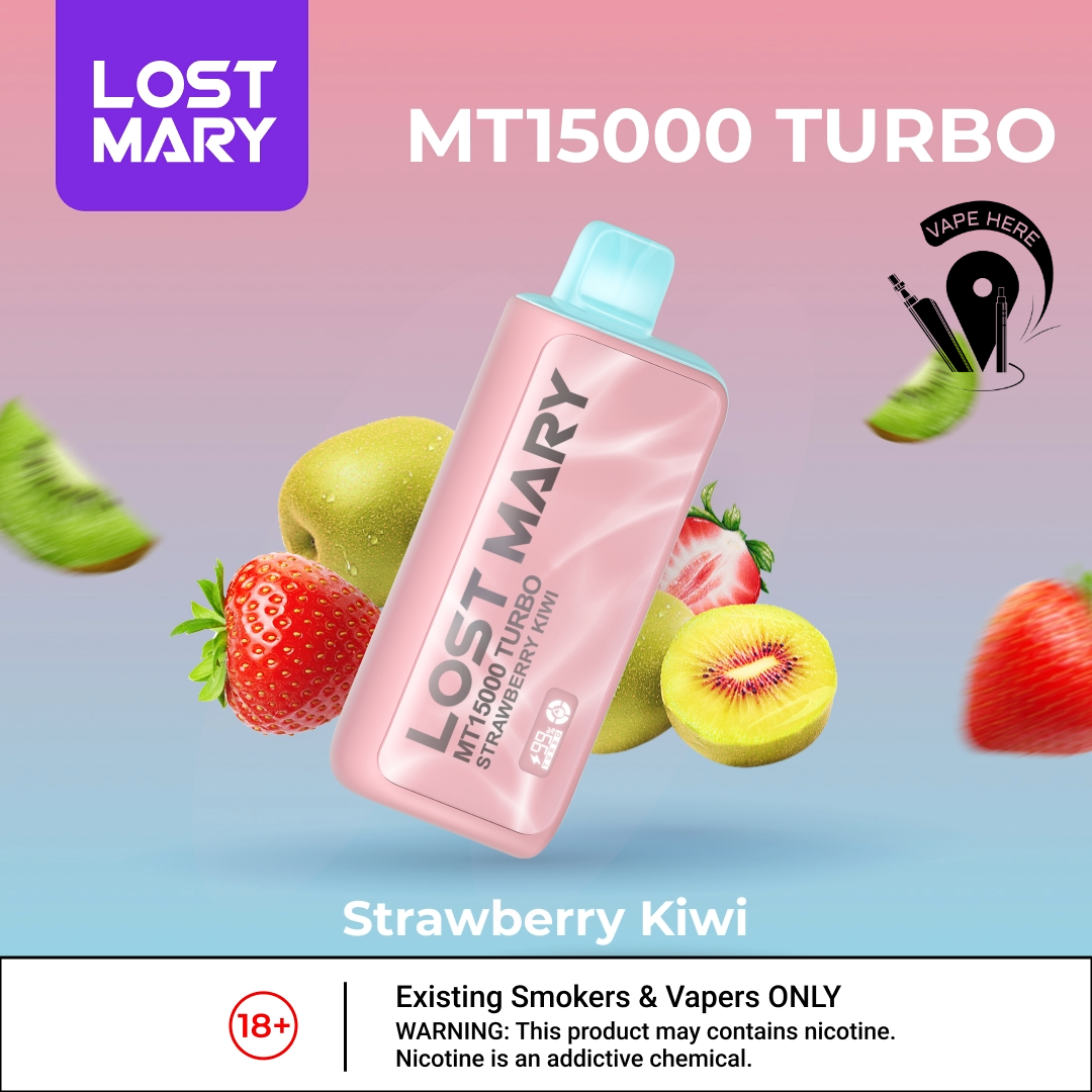 LOST MARY MT15000 TURBO 50mg 15000 Puffs Disposable Vape Strawberry Kiwi UAE Dubai
