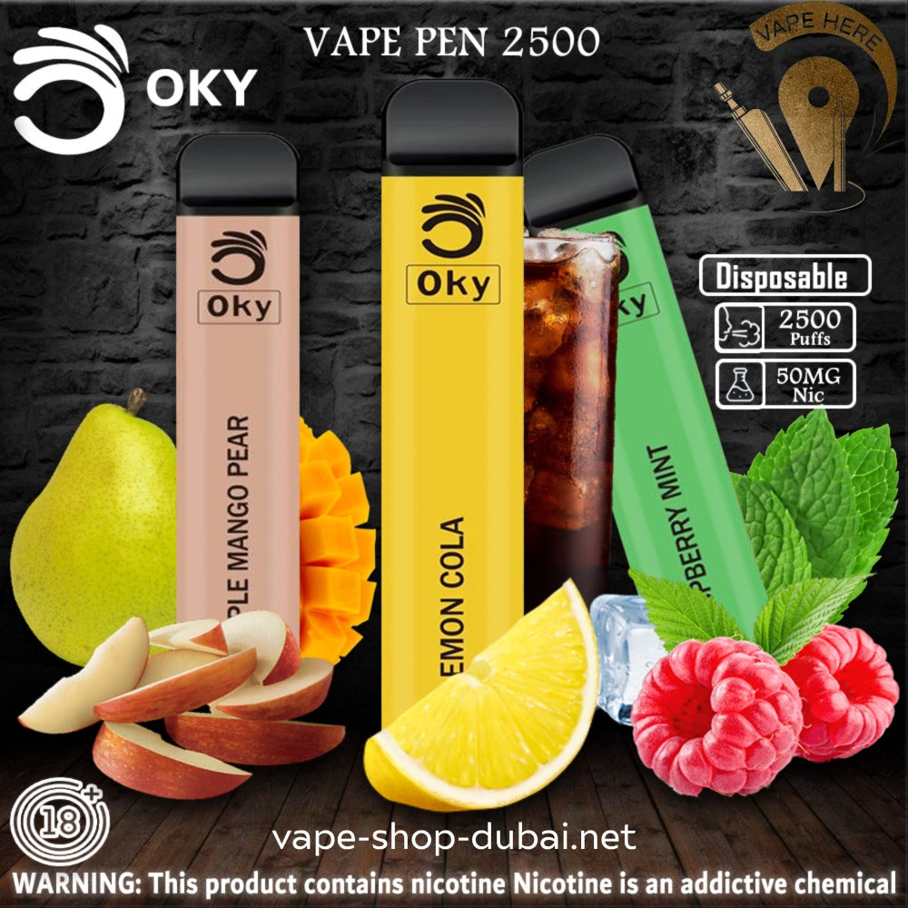 OKY DISPOSABLE VAPE PEN 2500 PUFFS 1200MAH Lemon Cola UAE Dubai