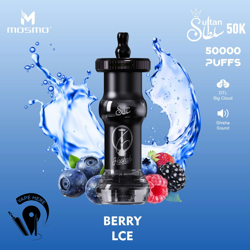 MOSMO Sultan 50K Puffs Hookah - Shisha Disposable Vape Berry Ice UAE Umm Al Quwain