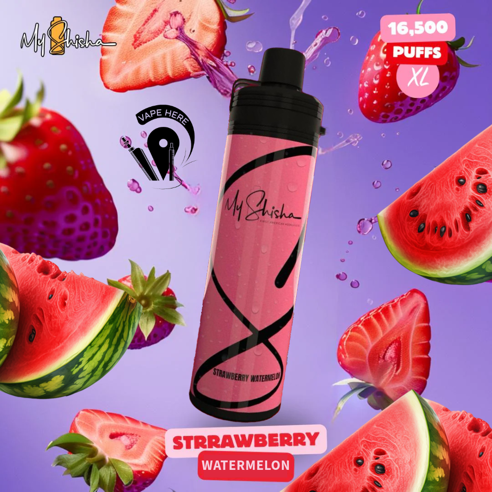 MY SHISHA XL DTL 16500 PUFFS DISPOSABLE VAPE (3MG) Strawberry Watermelon UAE Al Ain