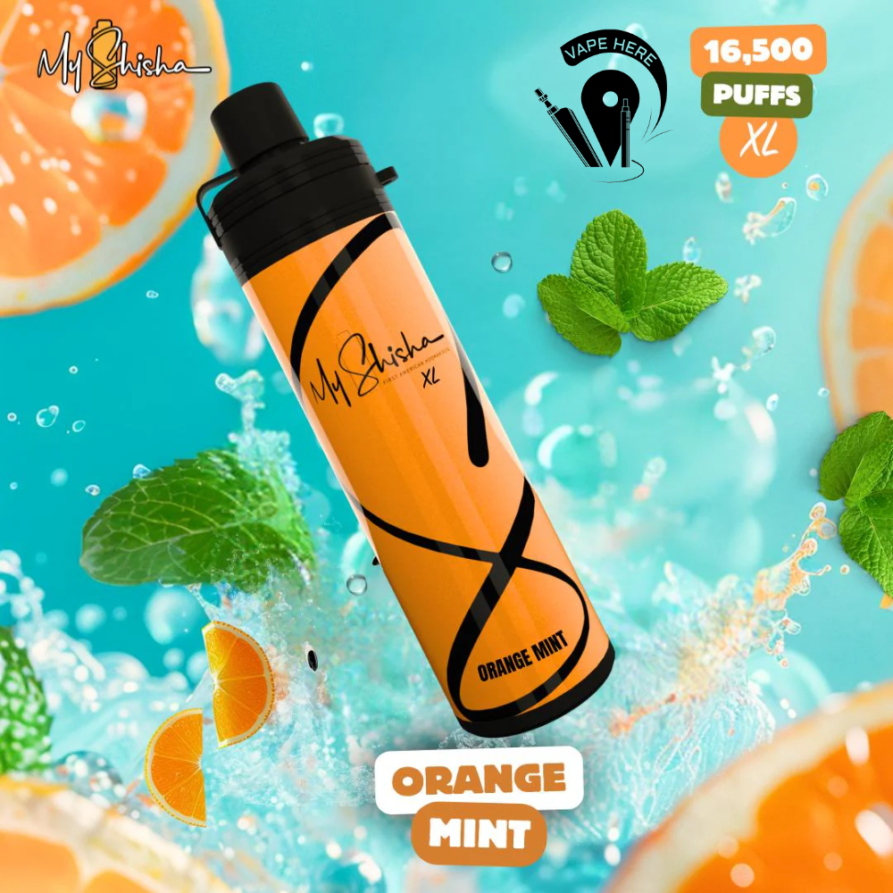 MY SHISHA XL DTL 16500 PUFFS DISPOSABLE VAPE (3MG) Orange Mint UAE Ras Al Khaimah