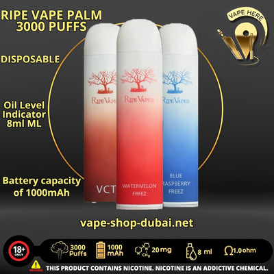 RIPE VAPE PALM 3000 PUFFS DISPOSABLE VAPE 2% (20MG) - Vape Here Store