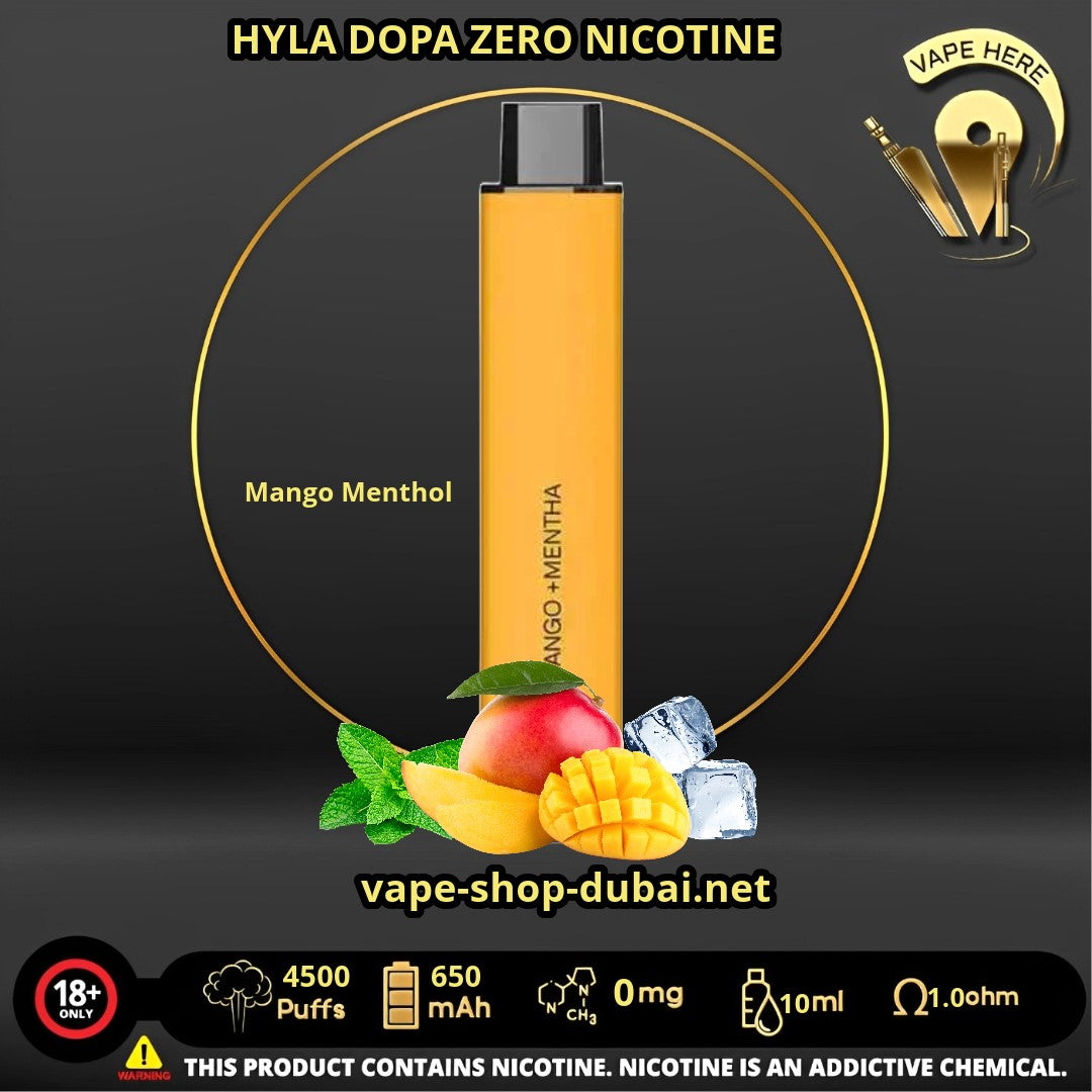 HYLA DOPA ZERO 4500 PUFFS Mango Mentha DISPOSABLE VAPE (Zero mg Nicotine) UAE Ras Al Khaimah