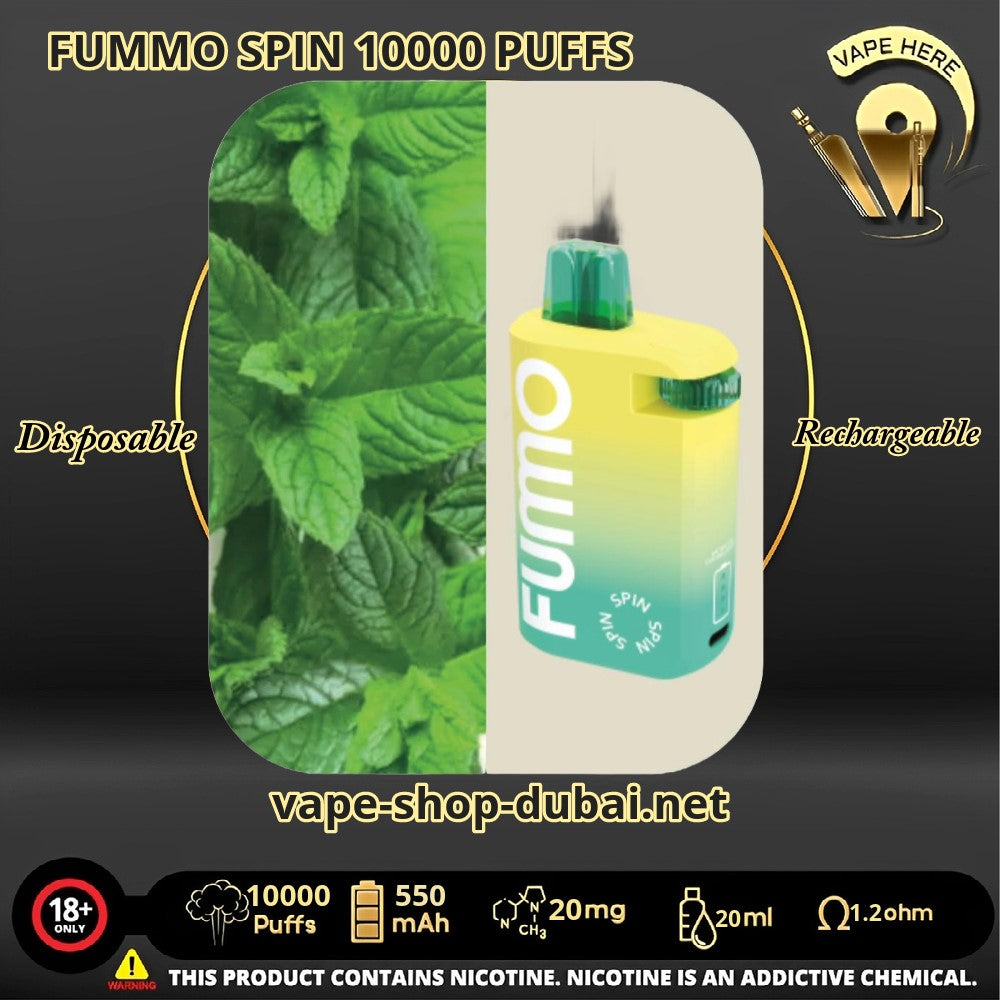 FUMMO SPIN 10000 PUFFS 20 MG DISPOSABLE VAPE Miami Mint