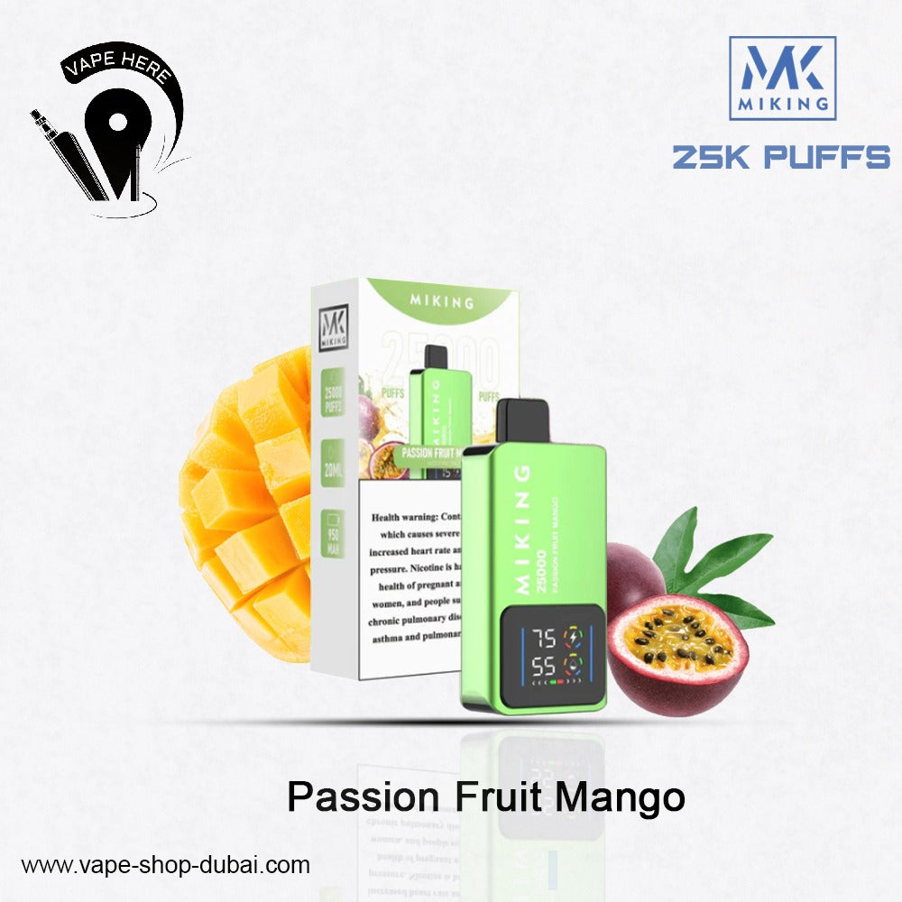 Miking 25000 Puffs Disposable Vape 20mg Nicotine Passion Fruit Mango UAE Al Ain 