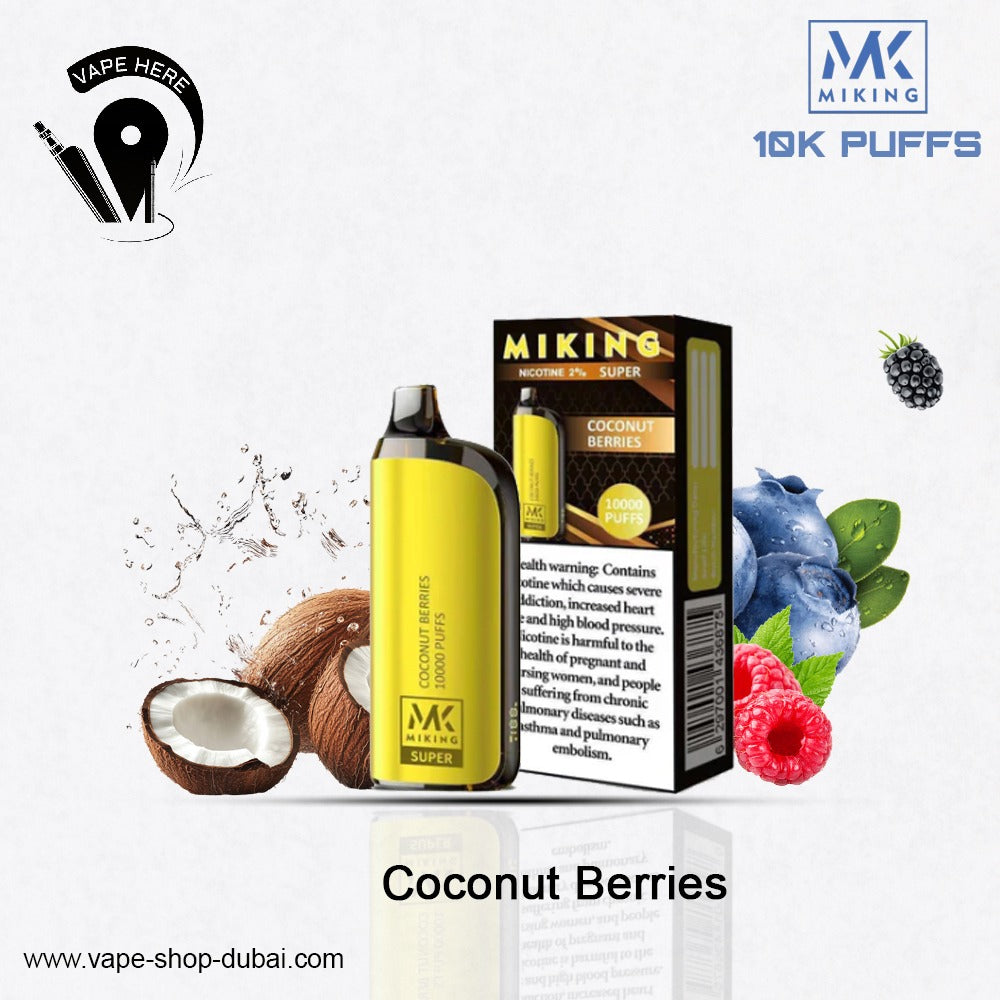 Miking Super 10000 Puffs Disposable Vape 20mg Nicotine Coconut Berries UAE Dubai