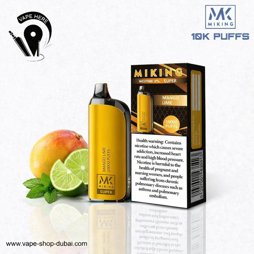Miking Super 10000 Puffs Disposable Vape 20mg Nicotine Mango Lime UAE Ajman