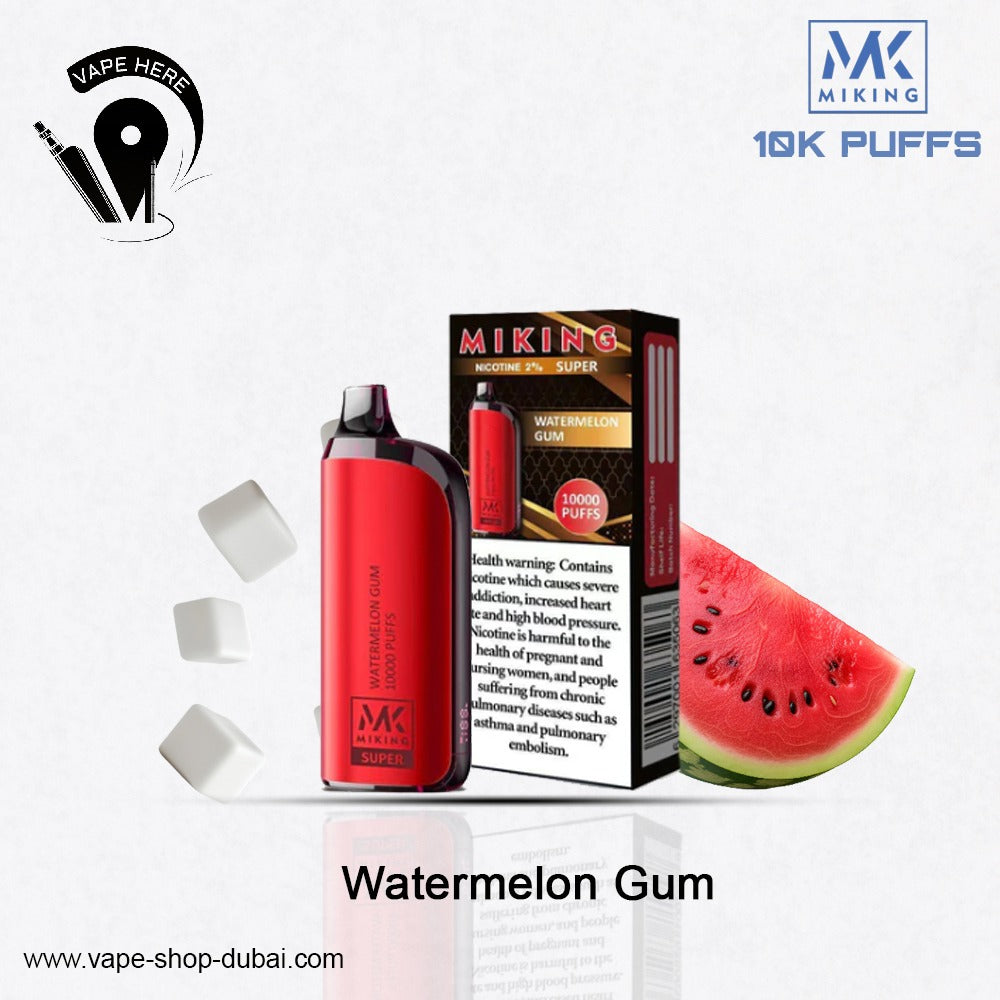 Miking Super 10000 Puffs Disposable Vape 20mg Nicotine Watermelon Gum UAE Ajman 